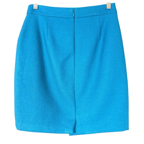 New J. Crew Blue Double Serge Wool Lined Back Zip No. 2 Pencil Skirt Size 0 - Picture 3 of 9